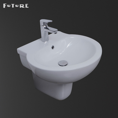 540mm Breiten-einteilige Sockel-Wannen-Wand Hung Basin With Half Pedestal