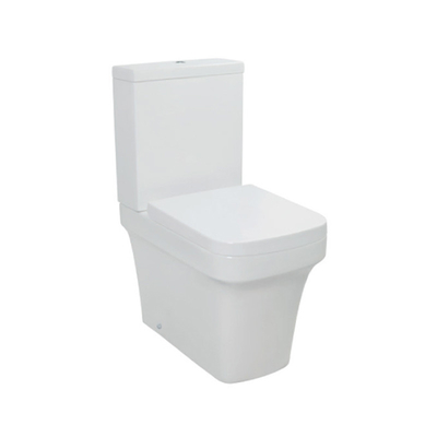 ZUKÜNFTIGE weiße nahe verbundene Garderoben-Toilette mit glattem glasig-glänzendem keramischem
