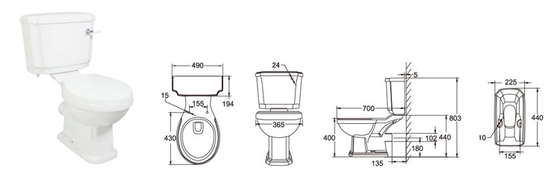 Polierter keramischer Abschluss verband WC-Toilette Klima-440*490*400MM