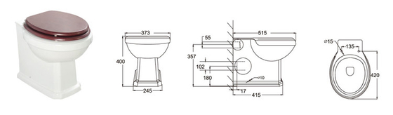 Glatte glasig-glänzende Runde zurück zu Wandtoilette Abschluss verband 420mm deepth