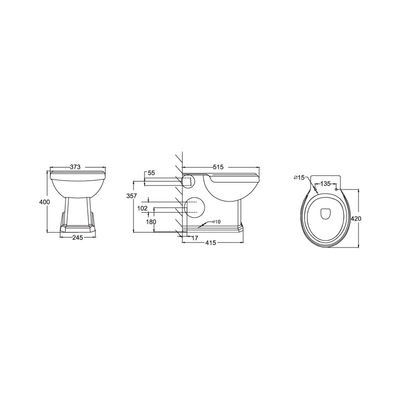 Glatte glasig-glänzende Runde zurück zu Wandtoilette Abschluss verband 420mm deepth