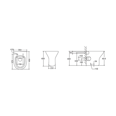 CER Schwerkraft, die zurück zu Wand-WC Pan Comfort Height Aging Resistance errötet