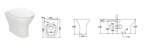 CER Schwerkraft, die zurück zu Wand-WC Pan Comfort Height Aging Resistance errötet