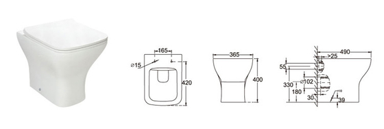 Gesundheitlicher Komfort-Höhen-Vertrag der Waren-420mm zurück zu der Wand-Toiletten-Schwerkraft-Spülung