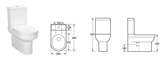 Leistungsfähiger Spülungsraumersparnis-Abschluss verband Toilette 650*365*825mm