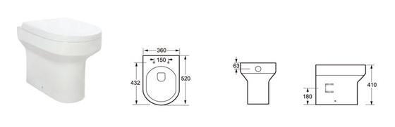 Wassersparen-kurze Projektion zurück zu Gewichtsantibakteriellem mittel der Wand-Toilette 20KG-30KG