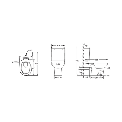 Verlängertes zweiteiliges Toiletten-WC Seats 655*375*795mm für das Badezimmer