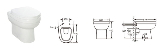 Selbstdesodorierungs-Einteiler zurück zu Wand-Toiletten-hoher Haltbarkeit