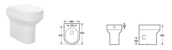 Antikratzer-einteiliges glattes weit glasiert zurück zu Wand-Toilette WC 365mm