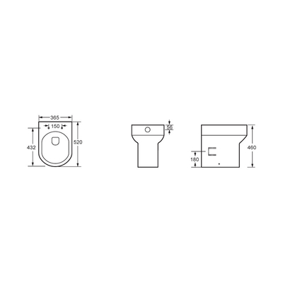 Antikratzer-einteiliges glattes weit glasiert zurück zu Wand-Toilette WC 365mm