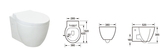 Runde polierte keramische verlängerte Seat-Wand Hung Wc For Bathroom
