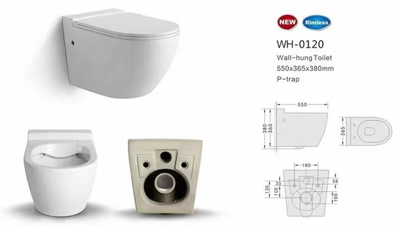 Glatte glasig-glänzende kompakte Wand-Hung Toilet Gravity Flushing Auto-Desodorierung