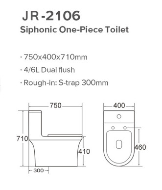 CER 710mm Höhe Siphonic-WC mit Bügel-bequemem Gebrauch