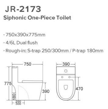Blockierkommode 750x390x775mm UPC philippinische Watercloset Siphonic einteilige Toiletten-S