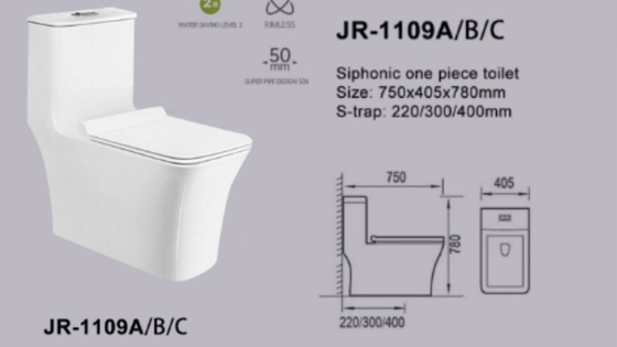 Glatter glasig-glänzender WC-ebener Abnutzungs-Verdoppelungbeweis Siphonic 1-teiliger