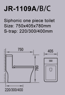 Kratzer beständige philippinische randlose einteilige Toiletten-Superrohr-Entwurf 50mm Siphonic