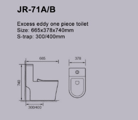 Weißes keramisches überschüssiges Wirbel-Einzelstück-WC 740mm hohes philippinisches Watercloset