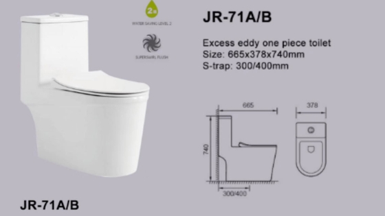 Weißes keramisches überschüssiges Wirbel-Einzelstück-WC 740mm hohes philippinisches Watercloset